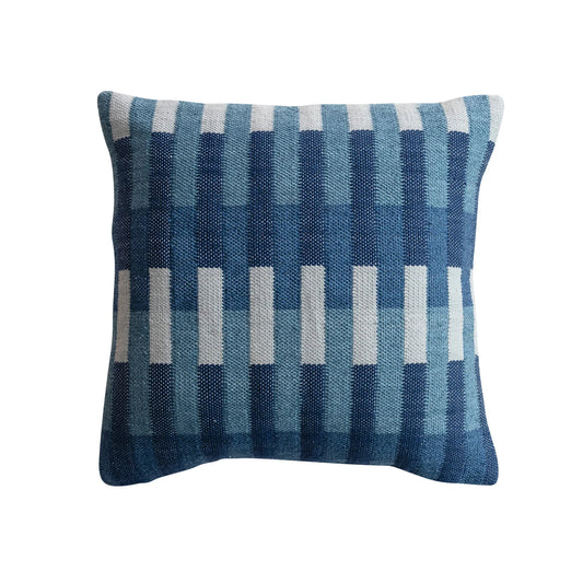 Blue Woven Stripe Pattern Indoor/Outdoor Pillow