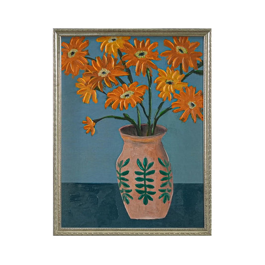 Hand-Painted Flowers in Vase Wall Decor