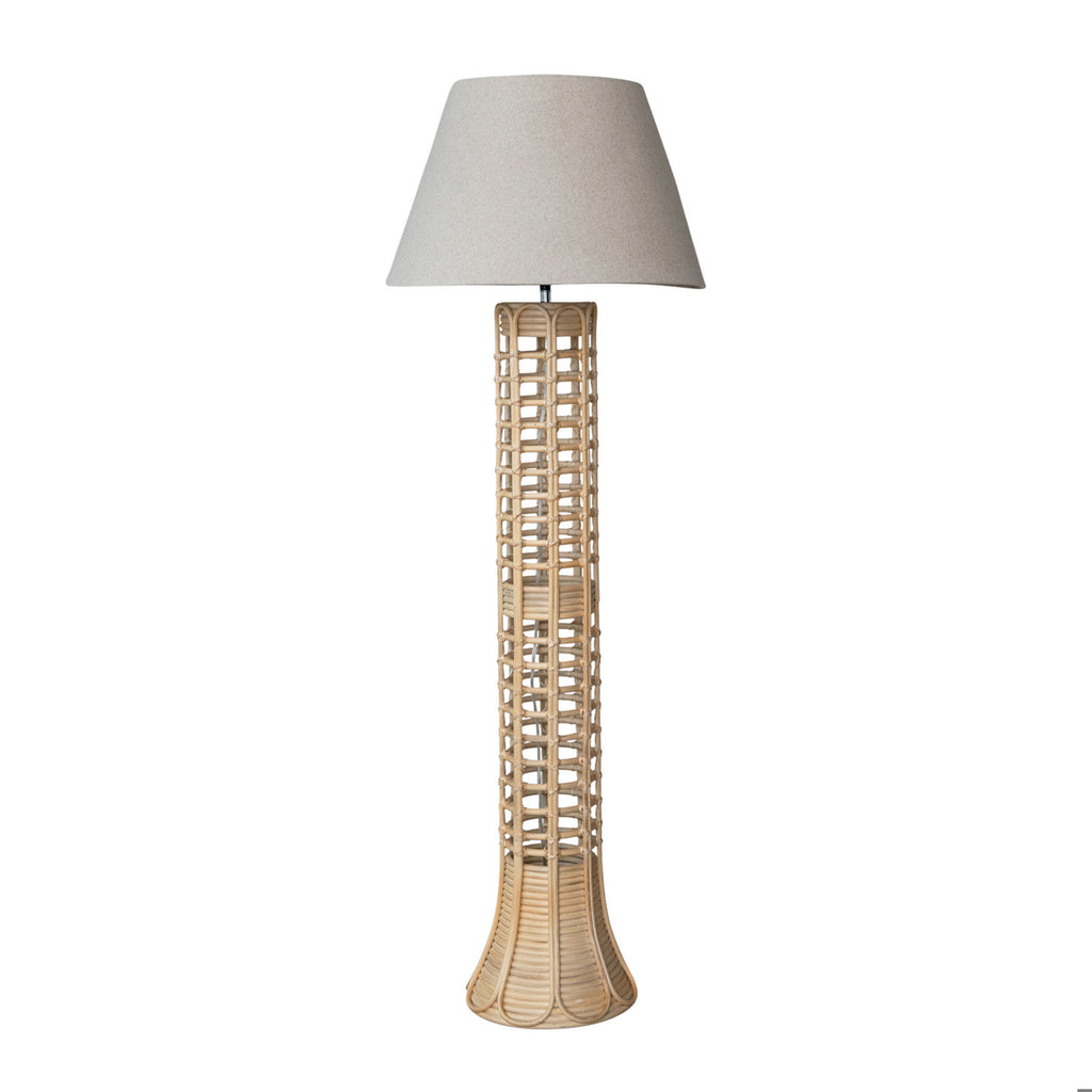 Hand-Woven Rattan Floor Lamp