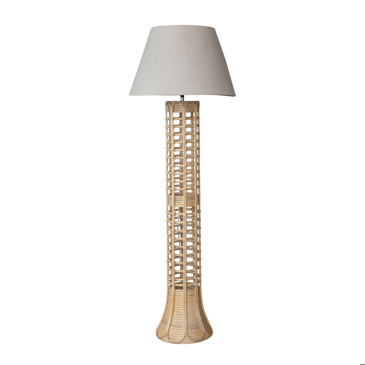 Hand-Woven Rattan Floor Lamp