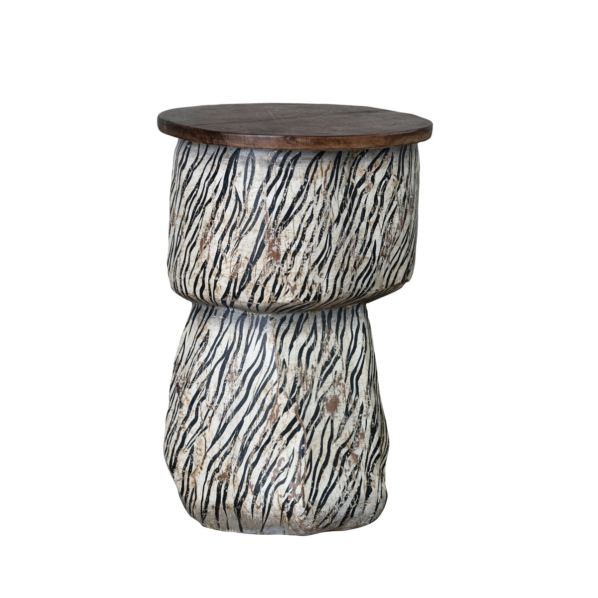 Zebra Print Reclaimed Wood Mortar Bowl