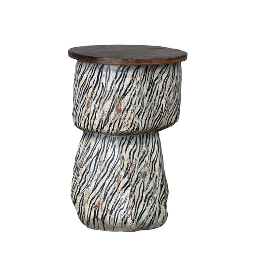 Zebra Print Reclaimed Wood Mortar Bowl