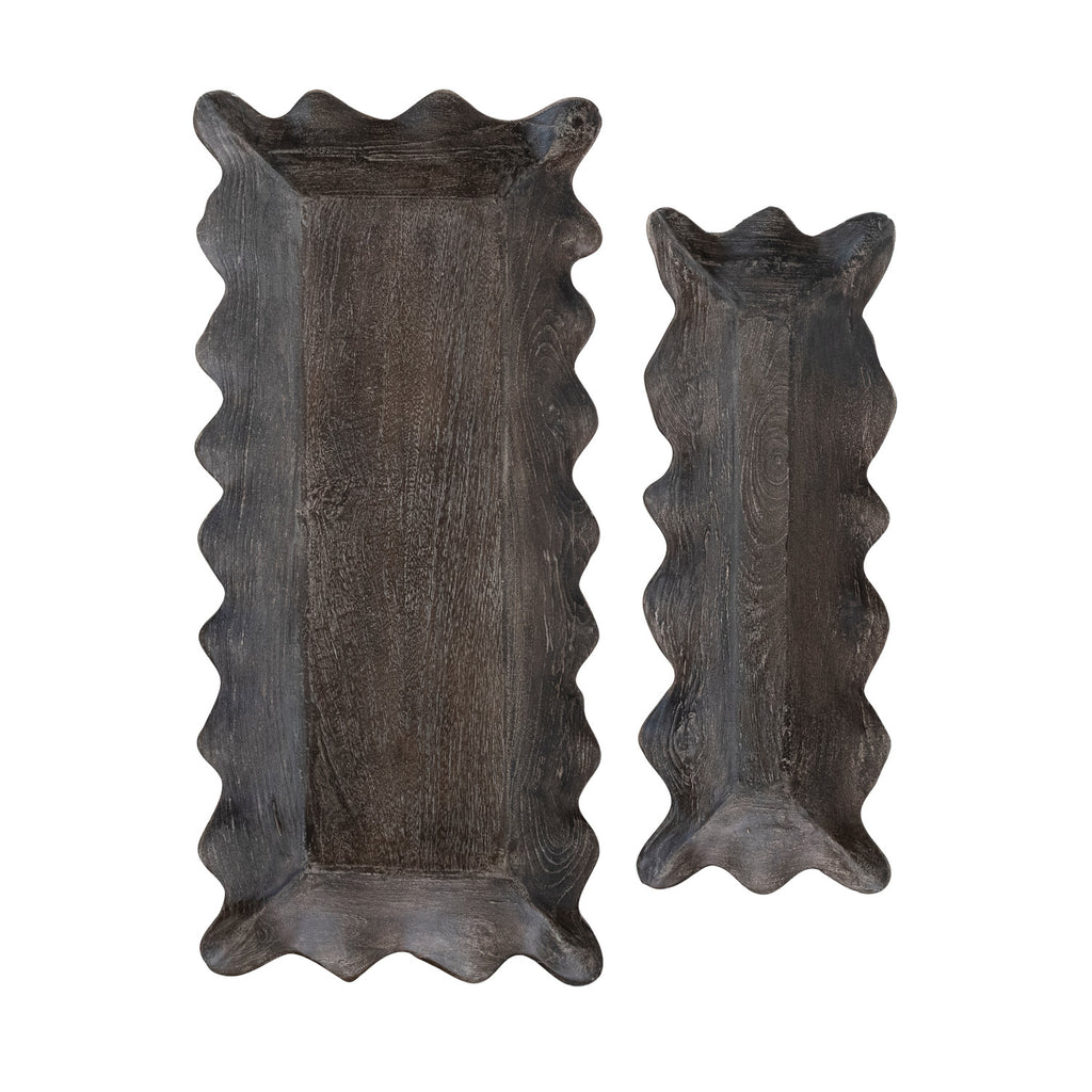 Mango Wood Scalloped Trays