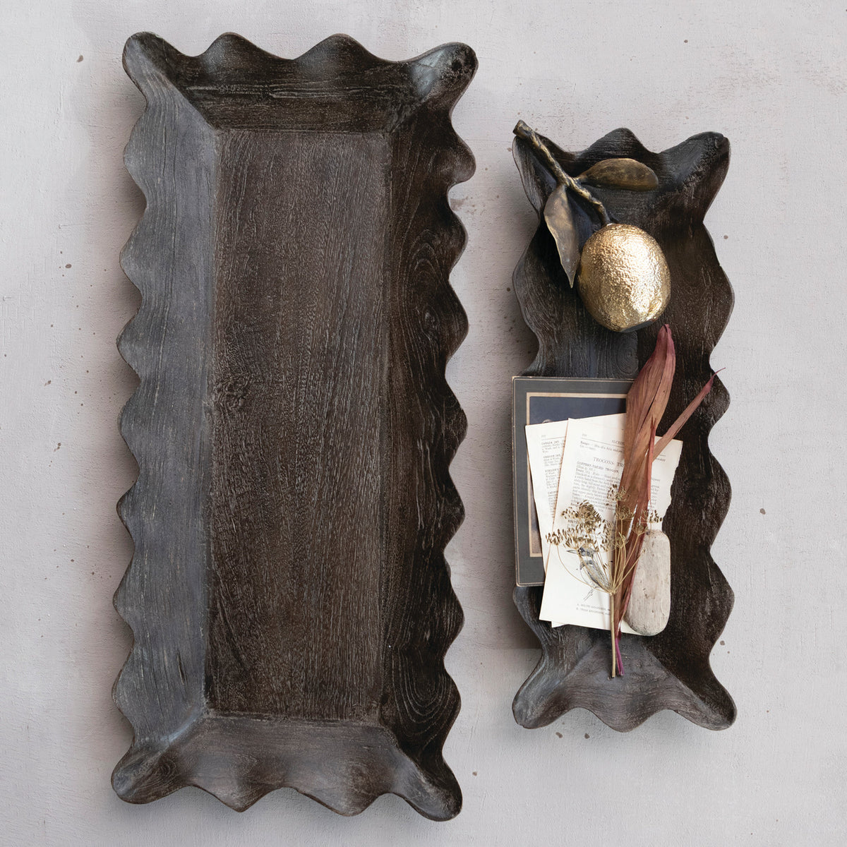 Mango Wood Scalloped Trays