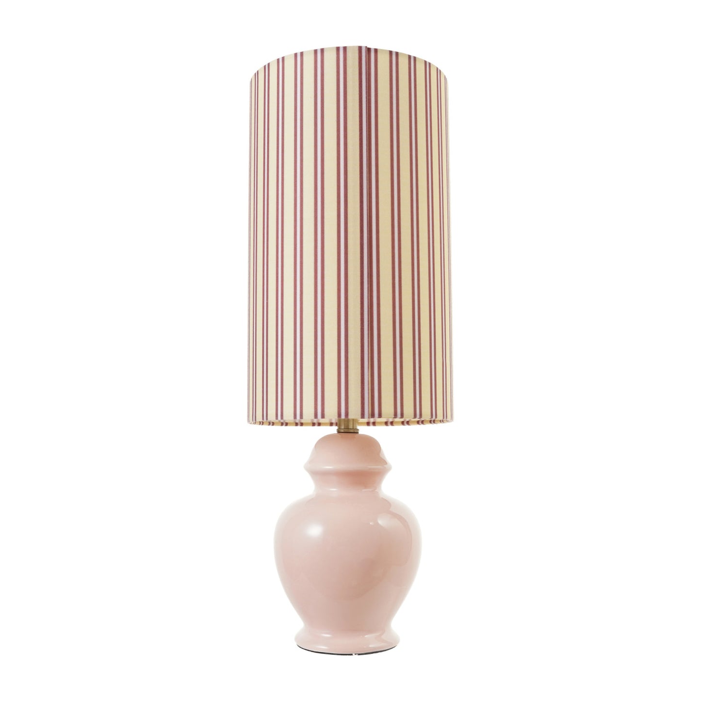 Pink Striped Stoneware Table Lamp