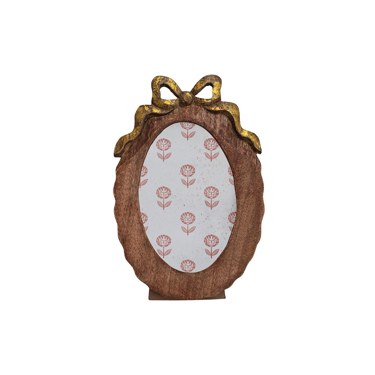 Carved Mango Wood Scalloped Photo Frame with Bow