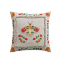 Cotton Embroidered Moth & Flora Accent Pillow