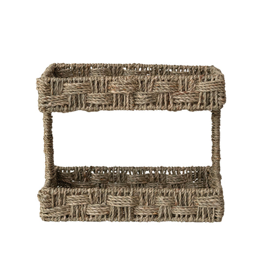 Hand-Woven Seagrass 2-Tier Tray