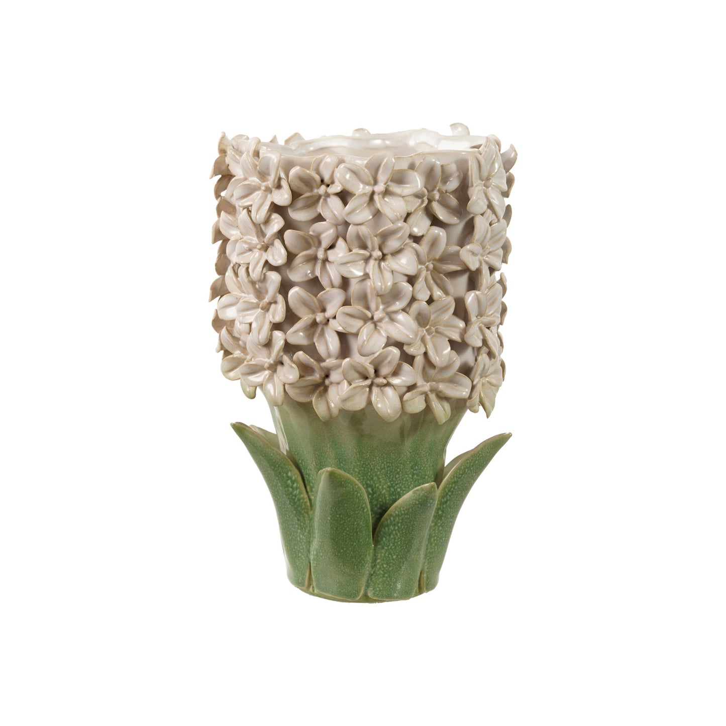 3D Flowers & Leave Stoneware Hyacinth Vase