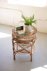 Round Cane Tray Table