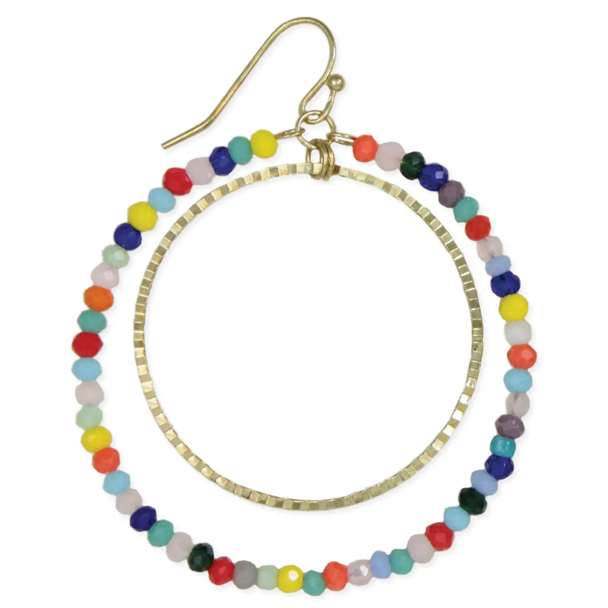 Multi Bead Gold Circle Earrings