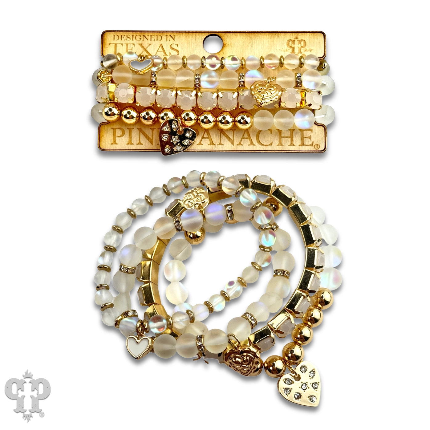 Mixed Bead Heart Charm Bracelet