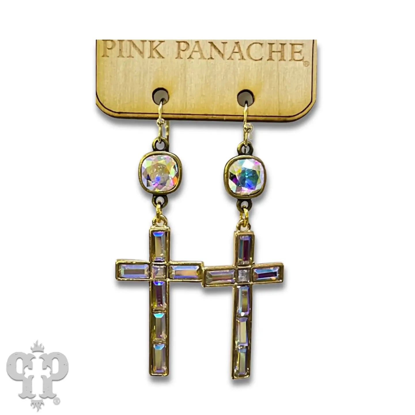Rectangle Rhinestone Cross Earring