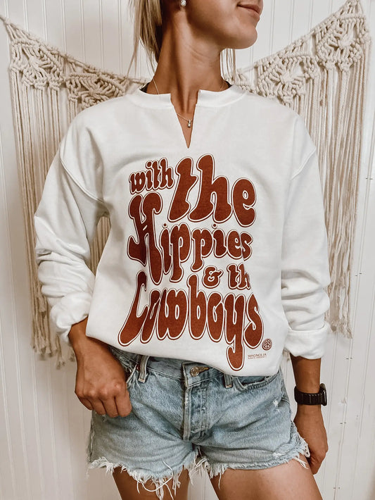Hippies & Cowboys V Neck Sweatshirt
