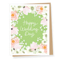 Happy Wedding Day Green Floral Wedding Card