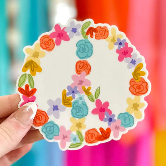 Floral Peace Sign Sticker