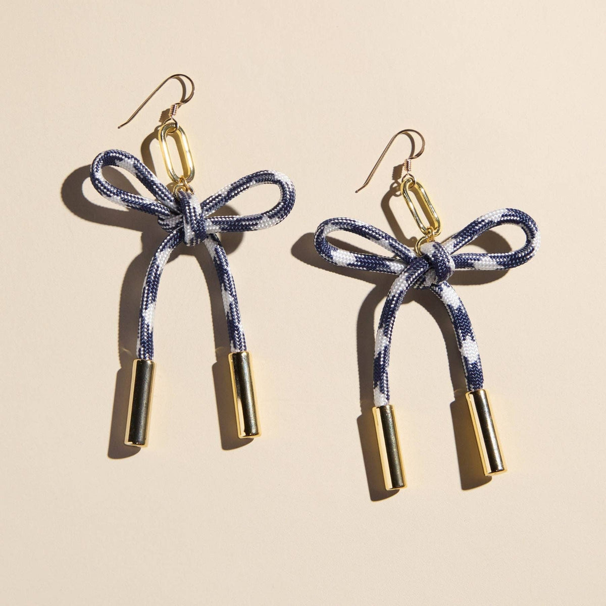 Navy & White Simone Paracord Bow Earring