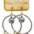 Silver Bead Circle & Gold Star Dangle Earrings