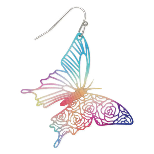 Radiant Butterfly Rainbow Cutout Earrings