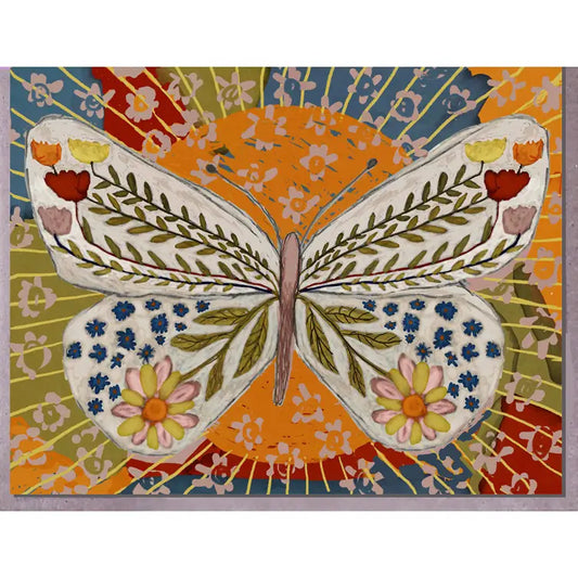 Butterfly Flowers Colorful Greeting Card