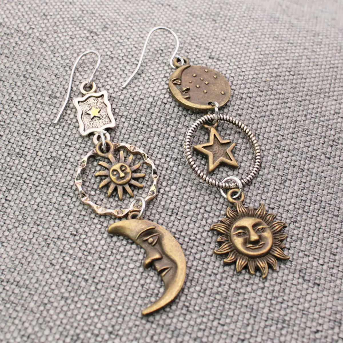 Celestial Dream Linear Sun Moon Earrings