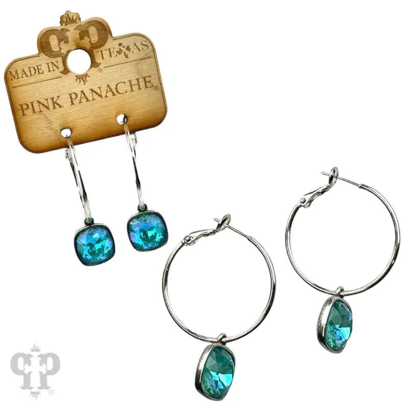 Square Austrian Crystal Hoop Earrings