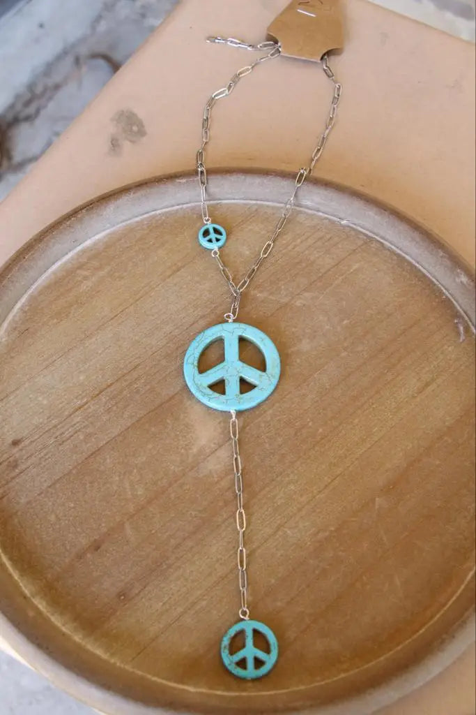 Turquoise Peace Lariat Necklace