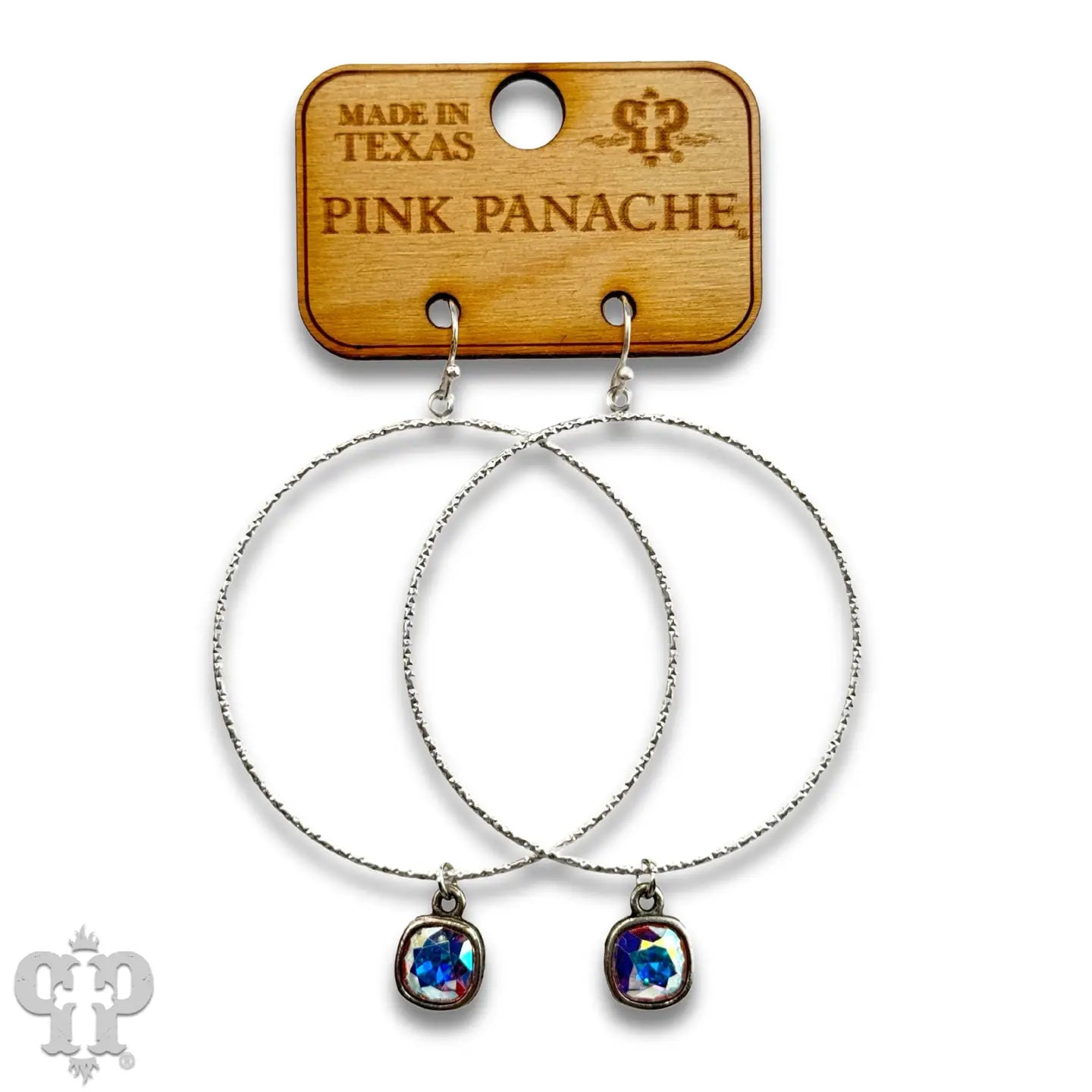 Austrian Crystal Large Textured Circle Earrings