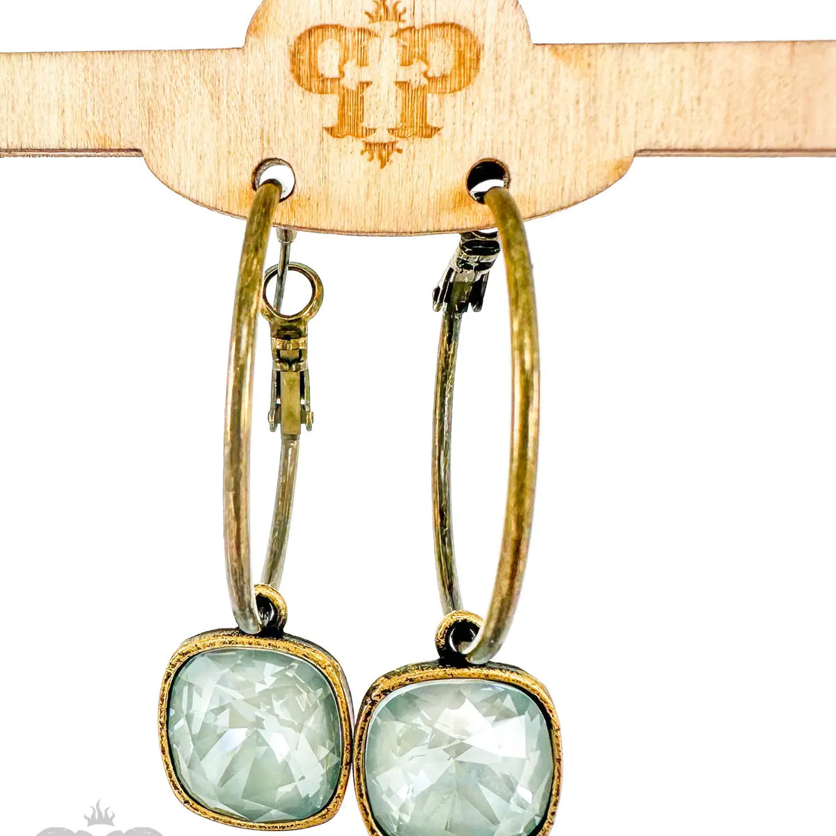 Square Austrian Crystal Hoop Earrings