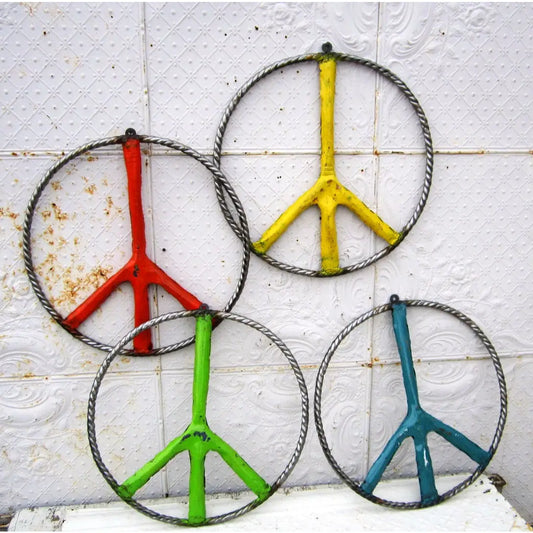 Tin Recycled Painted Peace Sign