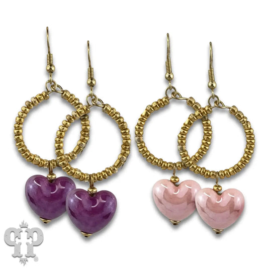 Iridescent Heart Charm Earrings