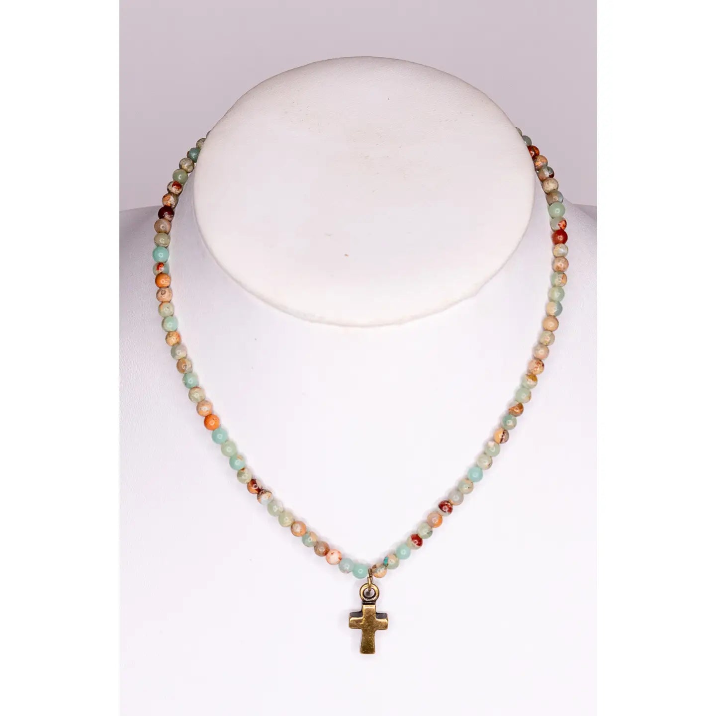 Jasper Beaded Cross Necklace