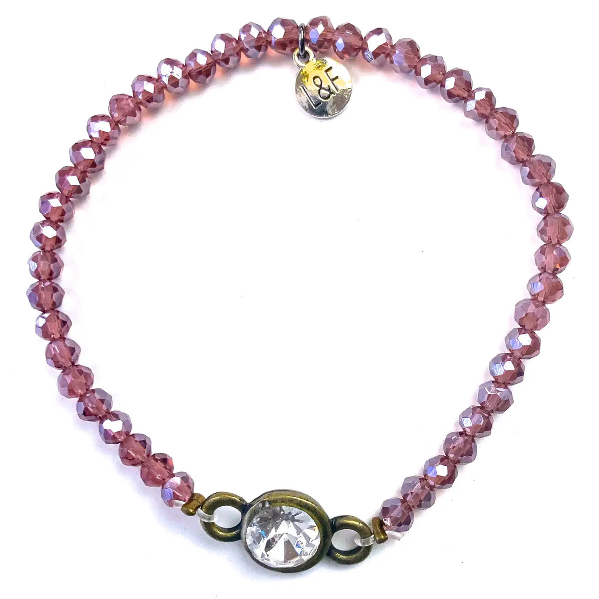 Faceted Glass Stretch & Crystal Beaded Bracelet