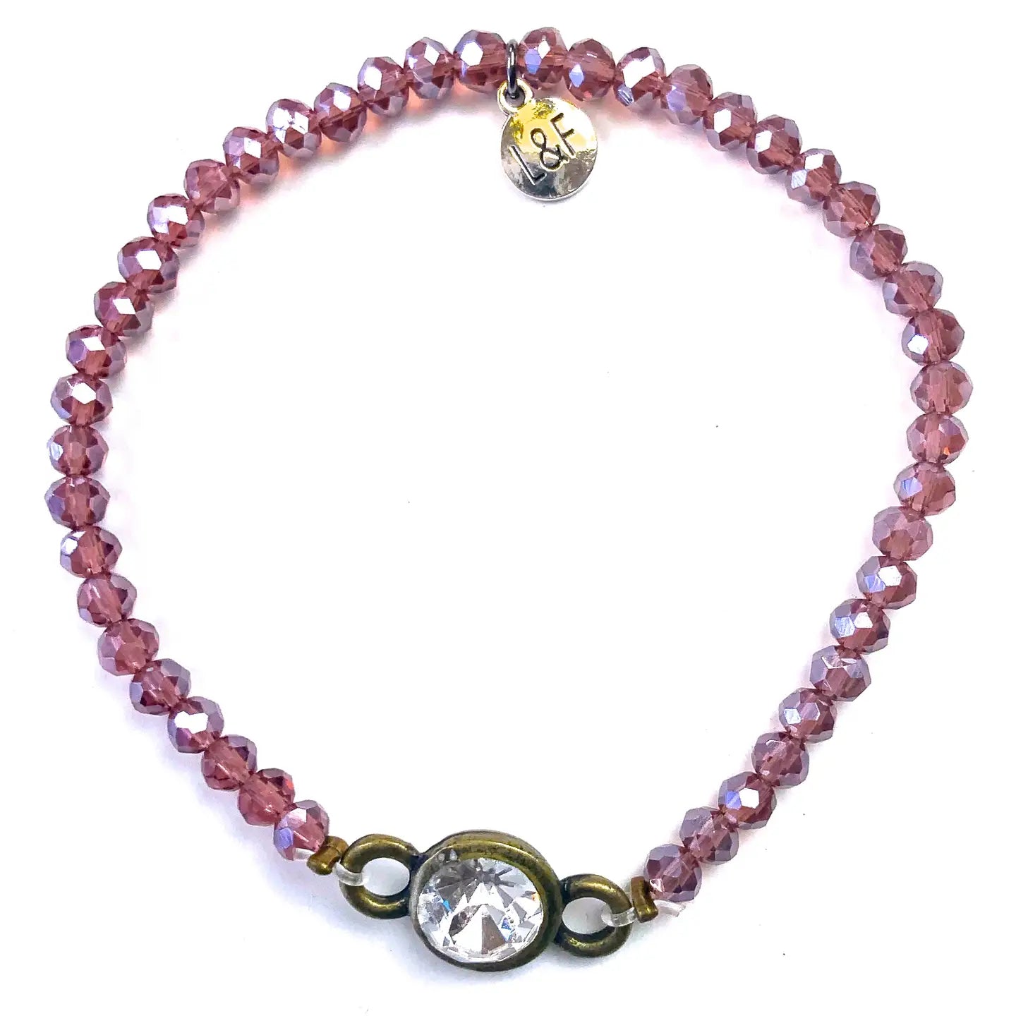 Faceted Glass Stretch & Crystal Beaded Bracelet