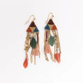 Boho Dreams Beads & Feathers Cascade Earrings
