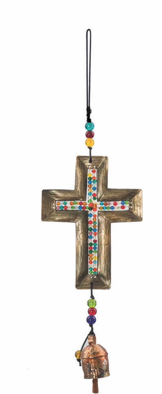 Beaded Iron Cross Wind Chime