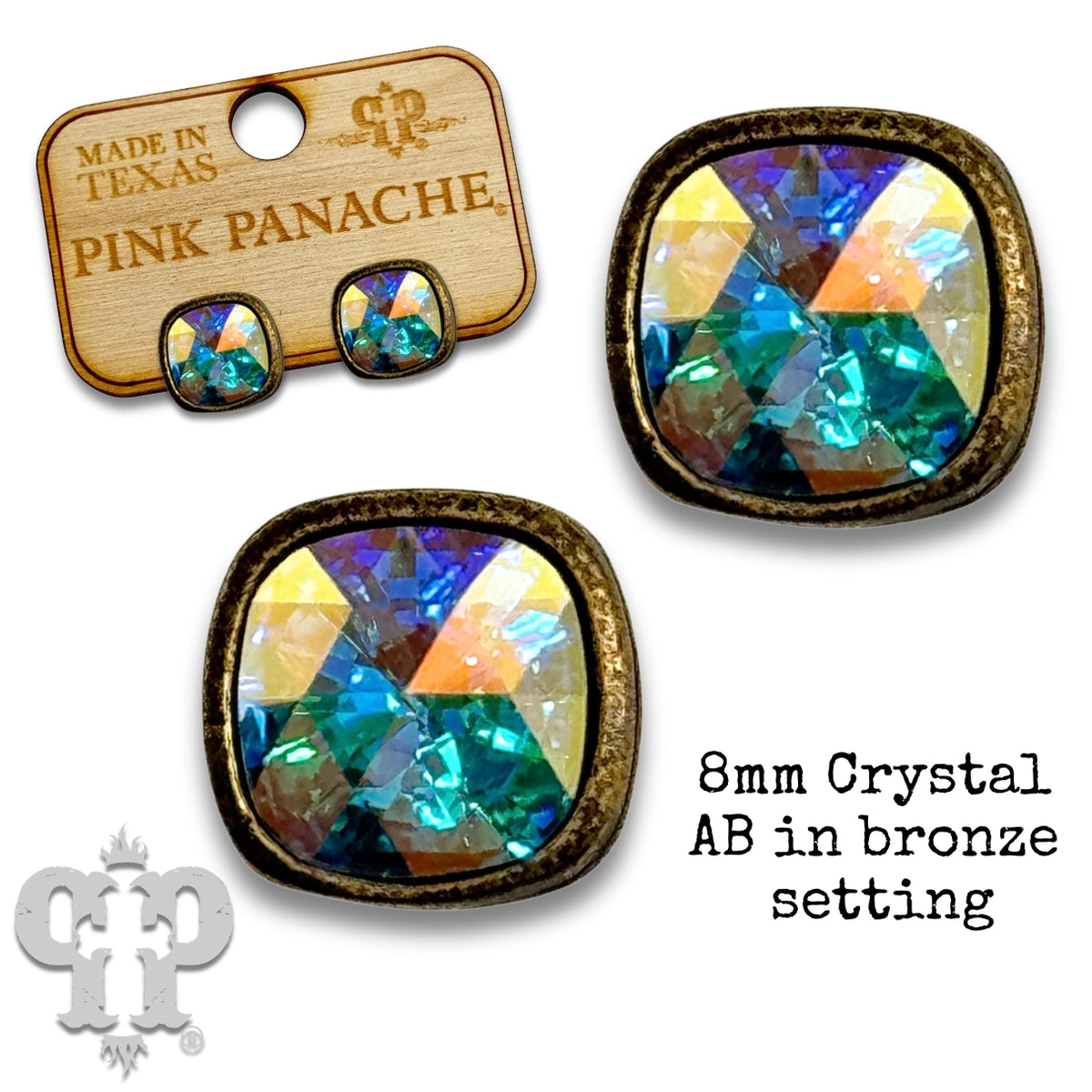 Square Austrian Crystal Post Earrings