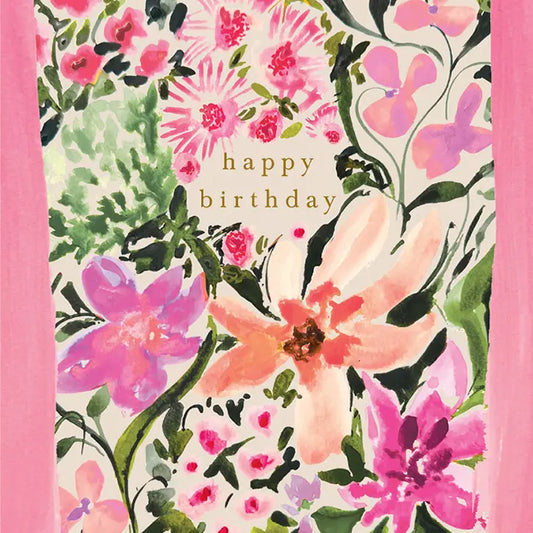 Pink and Green Birthday Greeting Card