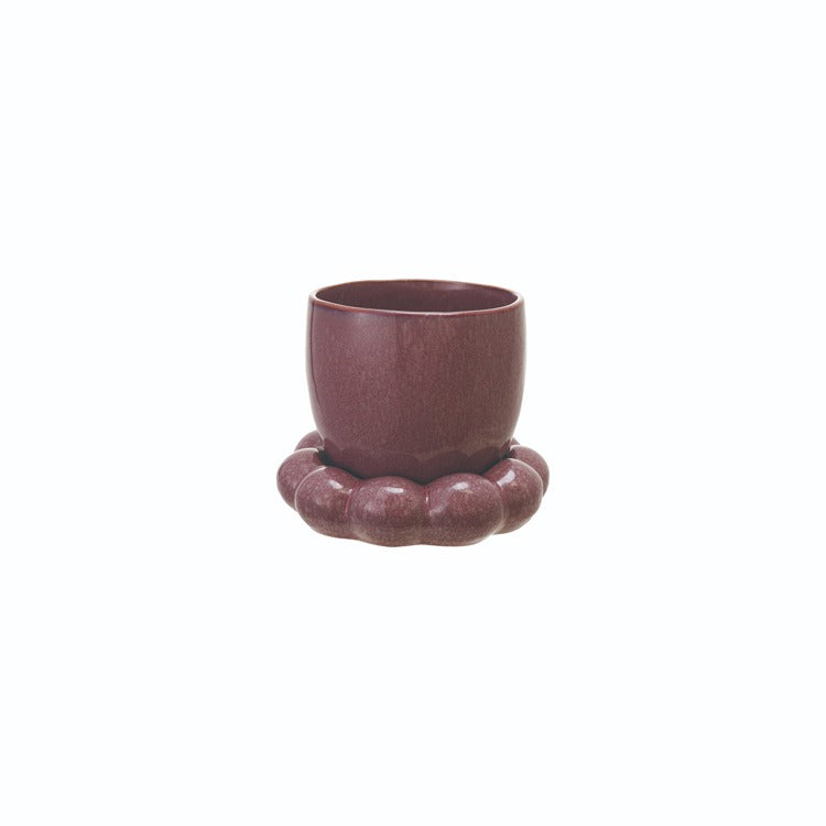 Purple Glazed Planter & Saucer Set