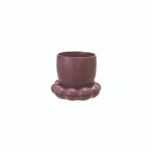 Purple Glazed Planter & Saucer Set