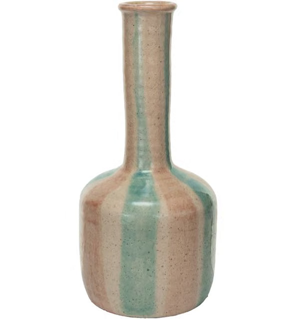 Hand-Painted Terra-cotta Vase w/ Stripes