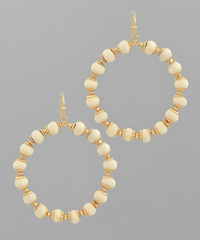 Wood Beads Circle Earrings
