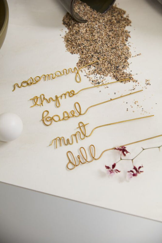 Gold Wire Herb Markers - Set of 5