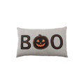 "BOO" Jack-O-Lantern Cotton Striped Lumbar Pillow