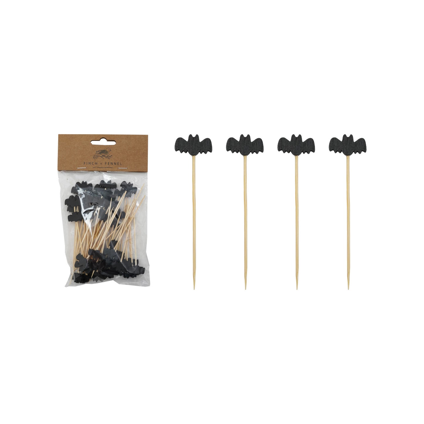 Bamboo Single Use Picks w/ Bat Shaped Handles