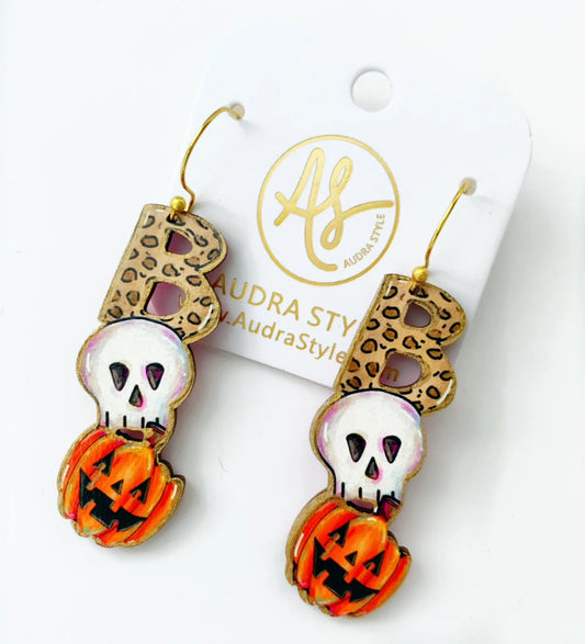 Cheetah Boo Halloween Earrings
