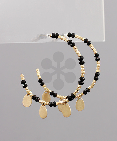 Teardrop Charm Bead Open Hoops