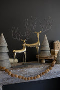 Set of 2 Antique Gold Metal Christmas Deer — image 1