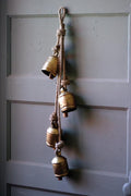 Four Rustic Iron Hanging Bells with Rope — image 1