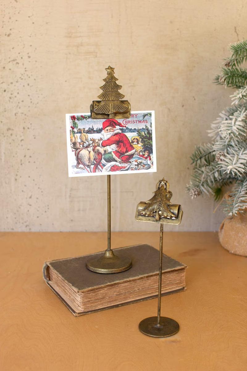 Set of 2 Christmas Tree Card Clips on Stands — image 1